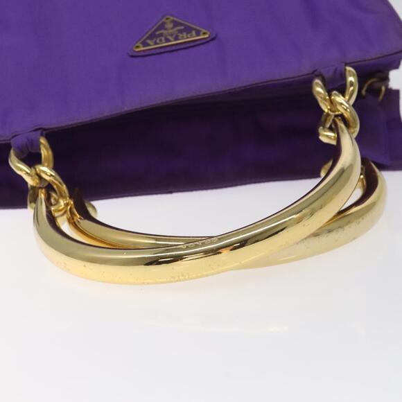PRADA Hand Bag Nylon Purple Gold - Picture 7 of 12